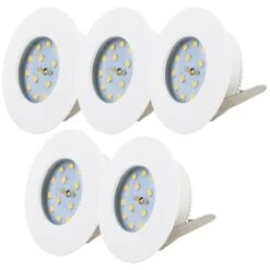 B.K. Licht Faretti LED Da Incasso Per Bagno, 5 X 5 W 400Lm, Ultra Piatti, Foro Incasso 6cm, Luce Bianca Calda 3000K, Per Cucina, Set Di 5, 230V Non Serve Il Trasformatore, IP44 7,5cm