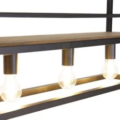 QAZQA Lampada A Sospensione Tavolo Soggiorno Cage Rack - Industriale - Acciaio,Legno - Marrone/Nero - Oblungo Max. 4 X Watt -Negozio al dettaglio Paulmann 42950384 3