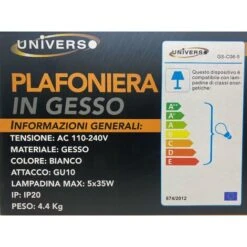 Lampada Gesso Da Soffitto Plafoniera A 5 Cubi Attacco Faretto GU10 Verniciabile -Negozio al dettaglio Paulmann 43848504 4