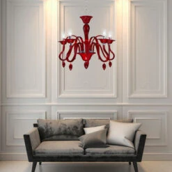 Lampadario Lampadario Lampadario Rosso 5 Fiamme, Sospensione Lampada Sospensione Sala Da Pranzo, Metallo Cromato Classico, 5x Prese E14, DxH 55x130cm -Negozio al dettaglio Paulmann 46923551 3