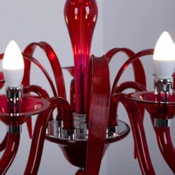 Lampadario Lampadario Lampadario Rosso 5 Fiamme, Sospensione Lampada Sospensione Sala Da Pranzo, Metallo Cromato Classico, 5x Prese E14, DxH 55x130cm -Negozio al dettaglio Paulmann 46923551 5