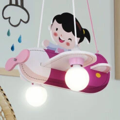Bambini Soffitto Lampada A Pendolo Ragazze Aeroplano Sala Giochi Legno Aviatore Appeso Rosa Chiaro Bianco -Negozio al dettaglio Paulmann 46925196 3