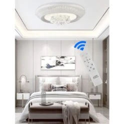 Trade Shop - Plafoniera 166 Watt Lampadario Soffitto Mille Una Notte 3 Toni Luce Telecomando -grande -