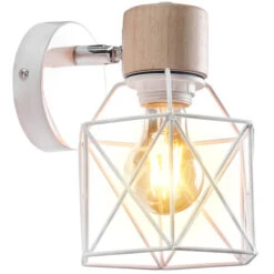 Vintage Lampada Parete Industrial Rustico Ferro Battuto Applique Da Parete Cucina Bar Ristorante Salotto Caffè Loft E27 Bianco