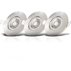 Faretti LED Da Incasso Ultrapiatti IP44 LED Integrati 5W Diametro Foro 68mm 3 Faretti Per Bagno Ultrasottili Da Soffitto Luce Calda 3000K 460Lm Rotondi Plastica Nichel Opaco -Negozio al dettaglio Paulmann 50901264 3