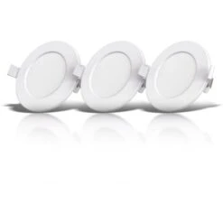 Faretti LED Da Incasso Ultrapiatti Per Bagno, Set Di 3, LED Integrati 6W, Foro Ø100mm, Luce Calda 3000K, 450Lm, Faretti Da Soffitto Rotondi, Plastica Bianca 230V IP44