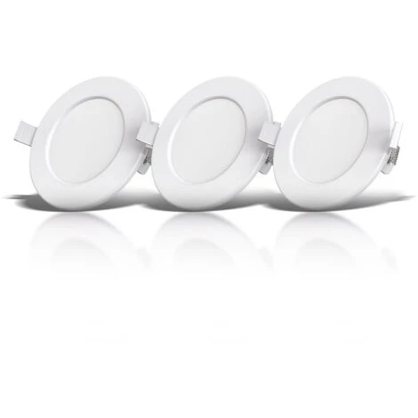Faretti LED Da Incasso Ultrapiatti Per Bagno, Set Di 3, LED Integrati 6W, Foro Ø100mm, Luce Calda 3000K, 450Lm, Faretti Da Soffitto Rotondi, Plastica Bianca 230V IP44 4 Faretti LED Da Incasso Ultrapiatti Per Bagno, Set Di 3, LED Integrati 6W, Foro Ø100mm, Luce Calda 3000K, 450Lm, Faretti Da Soffitto Rotondi, Plastica Bianca 230V IP44 - immagine 2