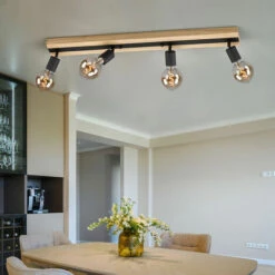 Faretto Da Soffitto, Legno, 4 Fiamme, Plafoniera, Faretti, Nero, Plafoniera A Tre Fiamme, Faretto Orientabile, Metallo, 4x E27, LxPxH 83x9x9 Cm -Negozio al dettaglio Paulmann 51038056 5