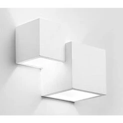 Applique LED Lampada Parete Gesso Moderno Doppio Quadrato Cubo Verniciabile G9