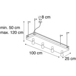 QAZQA Lampada A Sospensione Tavolo Soggiorno Shelf - Industriale - Legno,Acciaio - Nero/Marrone - Allungato Max. 4 X Watt -Negozio al dettaglio Paulmann 51737598 4