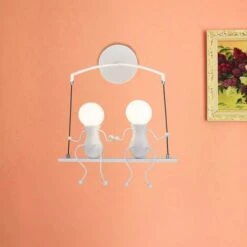 Lampada Da Parete Creativa A Doppia Testa Person Art Lampada Da Parete Lampada Da Parete Alla Moda Moderna Bianca Per L'Ufficio Del Bar Della Camera Da Letto -Negozio al dettaglio Paulmann 51783660 3