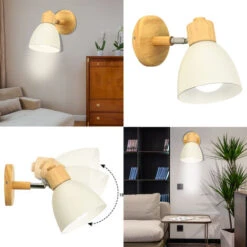 Applique Da Muro Moderna In Legno Nordico Applique Da Parete Vintage Retrò Per Soggiorno Bar Caffetteria Camera Da Letto Interna Bianca -Negozio al dettaglio Paulmann 51787444 3