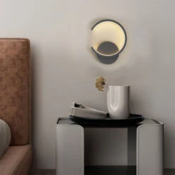 Applique Da Parete A Led Minimalista Nordico Applique Da Muro Creativa Moderna Lampada Da Parete Rotonda Per Camera Da Letto Bar Ufficio Studio Caffè Nero,Bianco Caldo -Negozio al dettaglio Paulmann 51787470 5