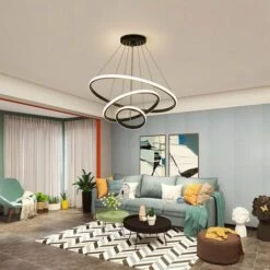 Lampada A Sospensione A Soffitto Cerchio Nero 3 Anelli, 76W Plafoniere A LED In Alluminio Diametro 60cm, Lampadario Moderno A LED 6000K -Negozio al dettaglio Paulmann 52072794 3