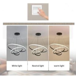 Lampada A Sospensione A Soffitto Cerchio Nero 3 Anelli, 76W Plafoniere A LED In Alluminio Diametro 60cm, Lampadario Moderno A LED 6000K -Negozio al dettaglio Paulmann 52072794 4