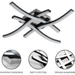 Plafoniera Moderna Lampadario,Lampada Da Soffitto Da 24W,6500K Luce Bianca Fredda,4 Wave Design Luce Led Per Cucina Soggiorno Camera Da Letto Illuminazione Decor -Negozio al dettaglio Paulmann 52072816 5