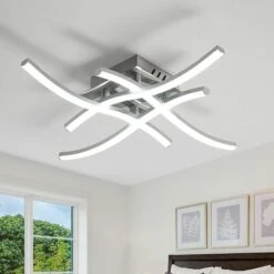 Plafoniera Led Soffitto, Lampada Da Soffitto Moderna 28W, Forked Shaped Lampadario LED 6000K Luce Bianca Fredda, Per Soggiorno Camera Da Letto 2520 Lumen