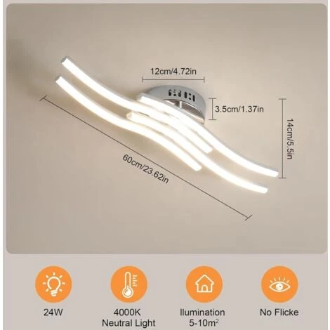 Plafoniera LED Da Soffitto, Lampadario Soggiorno, Luce Bianca Neutra 4000K, 2000lumen 24W Lampadario, Lampada Moderna Da Soffitto Per Soggiorno Camera Da Letto O Cucina(Luce Bianca Neutra) 4 Plafoniera LED Da Soffitto, Lampadario Soggiorno, Luce Bianca Neutra 4000K, 2000lumen 24W Lampadario, Lampada Moderna Da Soffitto Per Soggiorno Camera Da Letto O Cucina(Luce Bianca Neutra) - immagine 2