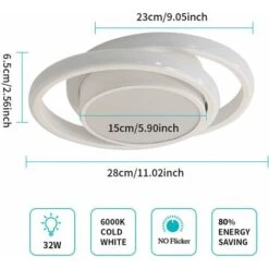 Plafoniere LED, Lampada Da Soffitto 32W 2500lm, Plafoniere Design Rond Moderno Per Soggiorno Cucina Bagno Camera Da Letto Corridoio, Bianco Freddo 6000K, Diametro 28cm -Negozio al dettaglio Paulmann 52072894 5