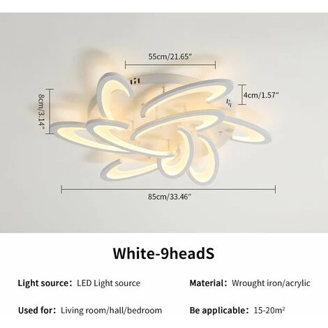 Plafoniera A Led Dimmerabile, Lampada Da Soffitto 81W 7290 Lumen, 9 Teste Lampara Acrilico Con Telecomando, Per Soggiorno Camera Da Letto Sala Da Pranzo 7 Plafoniera A Led Dimmerabile, Lampada Da Soffitto 81W 7290 Lumen, 9 Teste Lampara Acrilico Con Telecomando, Per Soggiorno Camera Da Letto Sala Da Pranzo - immagine 5