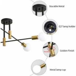 Lampade Da Soffitto Industriali, Lampadario Sputnik Diametro 72cm, Plafoniera Vintage Regolabile Di 180° Per Soggiorno, Camera Da Letto, Cucina, E27, Nero -Negozio al dettaglio Paulmann 52072933 3