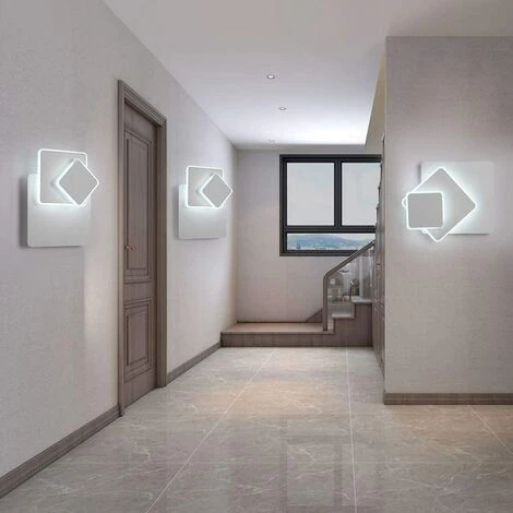 Lampada Corridoio Parete 3 In 1 Bianca Applique Creativo Da Parete Interno 350° Girevole Quadrata Led Aplique Da Parete Per Soggiorno Camera Da Letto Scala Corridoio 4 Lampada Corridoio Parete 3 In 1 Bianca Applique Creativo Da Parete Interno 350° Girevole Quadrata Led Aplique Da Parete Per Soggiorno Camera Da Letto Scala Corridoio - immagine 2