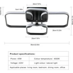Plafoniera LED Soffitto Moderna 42W, Lampadario Soggiorno 4000K 3780LM Con 4 Quadrati, Luce Neutra Apparecchio Per Camere Da Letto Corridoio Ufficio -Negozio al dettaglio Paulmann 52073019 4