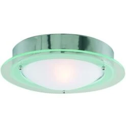Searchlight Bathroom Flush - Plafoniera A Filo Con 1 Luce Da Bagno Rotonda Cromata IP44, E14