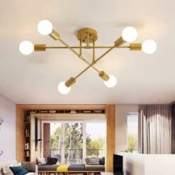Lampada A Sospensione Da Soffitto Vintage Con 6 Luci E27 Lampade Da Soffitto In Metallo Lampadario Da Soffitto Moderno Per Camera Da Letto Soggiorno Cucina Sala Da Pranzo Corridoio (senza Lampadina)