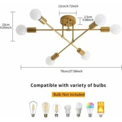 Lampada A Sospensione Da Soffitto Vintage Con 6 Luci E27 Lampade Da Soffitto In Metallo Lampadario Da Soffitto Moderno Per Camera Da Letto Soggiorno Cucina Sala Da Pranzo Corridoio (senza Lampadina) -Negozio al dettaglio Paulmann 52859943 5