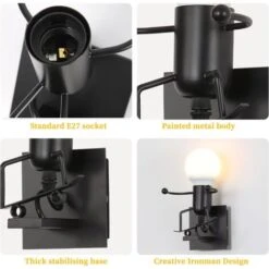 Applique Da Parete Vintage, Lampada Da Parete Industriale, Lampada Moderna E27 Per Corridoio Cucina Camera Da Letto 11 Applique Da Parete Vintage, Lampada Da Parete Industriale, Lampada Moderna E27 Per Corridoio Cucina Camera Da Letto -Negozio al dettaglio Paulmann 52860055 5