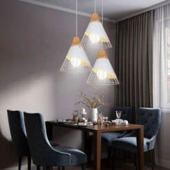 Luce Pendente Vintage Retrò Bianco Lampadari A Sospensione Moderna Industriale, Paralume In Metallo 60W Massimo 3 Portalampada 1 -Negozio al dettaglio Paulmann 52862891 3