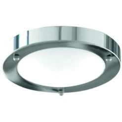 Searchlight Bathroom Flush - Plafoniera Da Incasso A 1 Luce Per Bagno, Rotonda, Cromata, Con Diffusore In Vetro Bombato IP44, E27