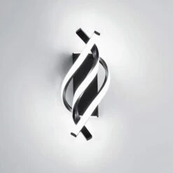 Lampada Da Parete Moderna 18W, Applique Da Parete A LED, Design Curvo IP20, Luce Bianca Calda 3000K, 1200 Lumen IP20 Nero, Per Camera Da Letto, Studio [Classe Di Efficienza Energetica A+++]