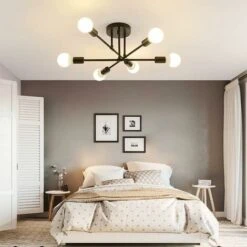 Lampadario Sputnik 6 Luci, Finitura Verniciata Nera E27 Lampada A Sospensione Lampada Da Soffitto Industriale Vintage Da Applicare Al Soggiorno, Camera Da Letto, Sala Da Pranzo, Bar (senza Lampadina) -Negozio al dettaglio Paulmann 54019135 3