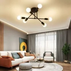 Lampadario Sputnik 6 Luci, Finitura Verniciata Nera E27 Lampada A Sospensione Lampada Da Soffitto Industriale Vintage Da Applicare Al Soggiorno, Camera Da Letto, Sala Da Pranzo, Bar (senza Lampadina) -Negozio al dettaglio Paulmann 54019135 4