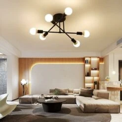 Lampadario Sputnik 6 Luci, Finitura Verniciata Nera E27 Lampada A Sospensione Lampada Da Soffitto Industriale Vintage Da Applicare Al Soggiorno, Camera Da Letto, Sala Da Pranzo, Bar (senza Lampadina) -Negozio al dettaglio Paulmann 54019135 5