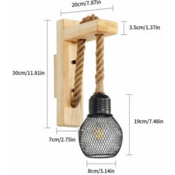 Applique Industriale Vintage, Lampada Da Parete In Legno Rustico Retrò, Lampada Da Muro A Sospensione In Corda Di Canapa Con Paralume In Metallo Nero Per Camera Da Letto, Soggiorno (Senza Lampadine) 11 Applique Industriale Vintage, Lampada Da Parete In Legno Rustico Retrò, Lampada Da Muro A Sospensione In Corda Di Canapa Con Paralume In Metallo Nero Per Camera Da Letto, Soggiorno (Senza Lampadine) -Negozio al dettaglio Paulmann 54960409 5