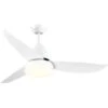 HOMCOM Ventilatore Da Soffitto 3 Lame Con Luce LED E Telecomando Incluso, 6 Velocità, Per Interni, Φ122x45cm, Bianco