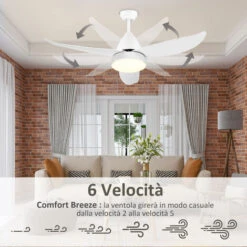 HOMCOM Ventilatore Da Soffitto 3 Lame Con Luce LED E Telecomando Incluso, 6 Velocità, Per Interni, Φ122x45cm, Bianco 10 HOMCOM Ventilatore Da Soffitto 3 Lame Con Luce LED E Telecomando Incluso, 6 Velocità, Per Interni, Φ122x45cm, Bianco -Negozio al dettaglio Paulmann 55292211 4