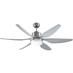 HOMCOM Ventilatore Da Soffitto Con Luce E Telecomando Incluso, 6 Velocità, Φ132x40cm