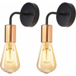 Confezione Da 2 Applique Da Parete Per Interni, Mini Applique Da Parete Industriale, Lampada In Ferro E27 Non Contiene Lampadina, Per La Decorazione Del Soggiorno Della Camera Da Letto Del Ristorante