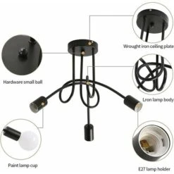 Plafoniera Moderna, Plafoniere In Ferro Vintage E27, Lampadario Led 3 Luci Per Cucina, Ristorante, Soggiorno -Negozio al dettaglio Paulmann 55391549 5