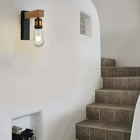 HIASDFLS Applique Interna, Lampada Da Parete In Legno E27 Vintage Retrò Muro Interno Applique Per La Casa Di Campagna Sala Da Pranzo Soggiorno 4 HIASDFLS Applique Interna, Lampada Da Parete In Legno E27 Vintage Retrò Muro Interno Applique Per La Casa Di Campagna Sala Da Pranzo Soggiorno - immagine 2