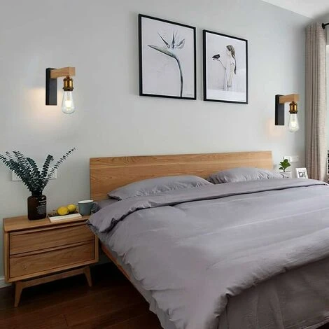 HIASDFLS Applique Interna, Lampada Da Parete In Legno E27 Vintage Retrò Muro Interno Applique Per La Casa Di Campagna Sala Da Pranzo Soggiorno 5 HIASDFLS Applique Interna, Lampada Da Parete In Legno E27 Vintage Retrò Muro Interno Applique Per La Casa Di Campagna Sala Da Pranzo Soggiorno - immagine 3