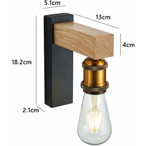 HIASDFLS Applique Interna, Lampada Da Parete In Legno E27 Vintage Retrò Muro Interno Applique Per La Casa Di Campagna Sala Da Pranzo Soggiorno 7 HIASDFLS Applique Interna, Lampada Da Parete In Legno E27 Vintage Retrò Muro Interno Applique Per La Casa Di Campagna Sala Da Pranzo Soggiorno - immagine 5