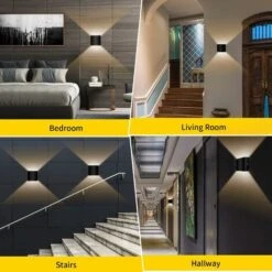Lampada Da Parete A LED Da 2 Pezzi Lampada Da Parete Per Interni In Alto E In Basso Lampada Da Parete Nera Moderna Illuminazione In Alluminio Da 6 W Per Soggiorno, Camera Da Letto, Bagno, Cucina, Bian -Negozio al dettaglio Paulmann 55552342 5