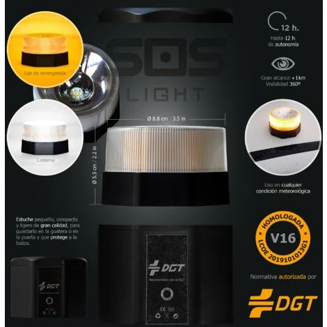 SOS Leggero - Luce Di Emergenza Autonoma, Segnale Di Presentazione Pericolo V16, DGT Approvato V16 - In Caso Di Autonomia Fino A 6 Ore O Da 4 SOS Leggero - Luce Di Emergenza Autonoma, Segnale Di Presentazione Pericolo V16, DGT Approvato V16 - In Caso Di Autonomia Fino A 6 Ore O Da - immagine 2