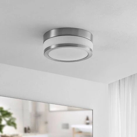 Lindby Flavi Plafoniera Da Bagno, Ø 23 Cm, Nichel 6 Lindby Flavi Plafoniera Da Bagno, Ø 23 Cm, Nichel - immagine 4