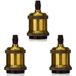 3 PCS E27 Vintage Portalampada Edison Retro Lampada Base Camera Da Letto Soggiorno,Ottone